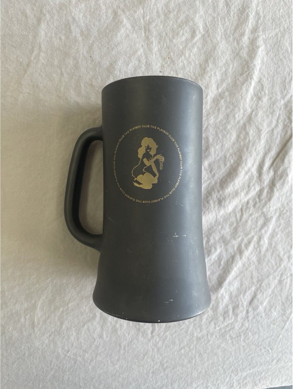 THE PLAYBOY CLUB MUG Black Matte Finish Gold EMBOSSED MUG STEIN VINTAGE